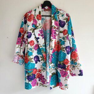 Vintage 90s 00s Floral Blazer Tag sz 14P Petite Bust 42" Jacket Colorful